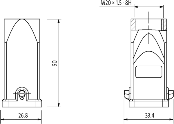 CARCACA PARA TOMADA A3 IP67 TRAVAMENTO SIMPLES ENTRADA SUPERIOR M20.