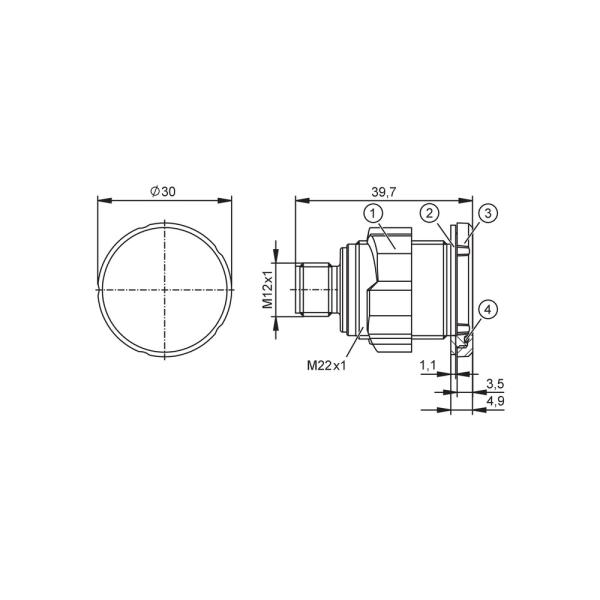 KTE101 IFM - Sensor de Toque Capacitivo Detecção e Comutação IO-Link M22 IP69K