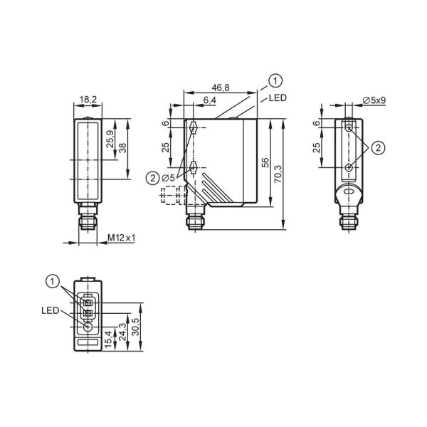 O5K500 IFM - Sensor de Contraste Difuso Processos Rápidos RGB IP67 M12
