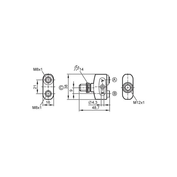 EBC112 IFM - Distribuidor Y ifm Automação Industrial 3A IP69K Contatos Dourados
