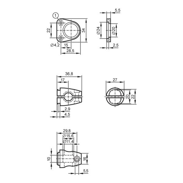 E2D500 IFM - Kit de Montagem IFM para Cilindros O2D5 e O2I5 Aço Inoxidável Ø12mm