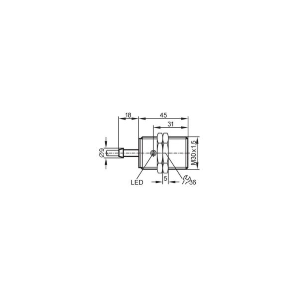 II5493 IFM - Sensor Indutivo ifm Detecção de objetos M30 10mm PNP/NPN 2m