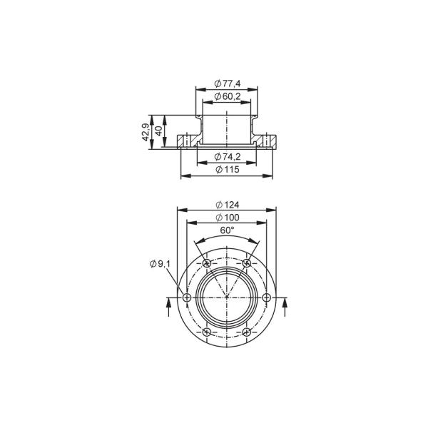 E40484 IFM - Adaptador de Processo Clamp ISO 2852 para Sensor de Vazão SMF DN65 Aço Inox 316L 16bar