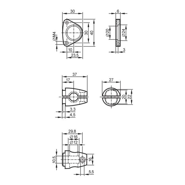 E2D101 IFM - Kit de Montagem IFM para Sensores Óticos de Distância Aço Inoxidável Ø 12mm