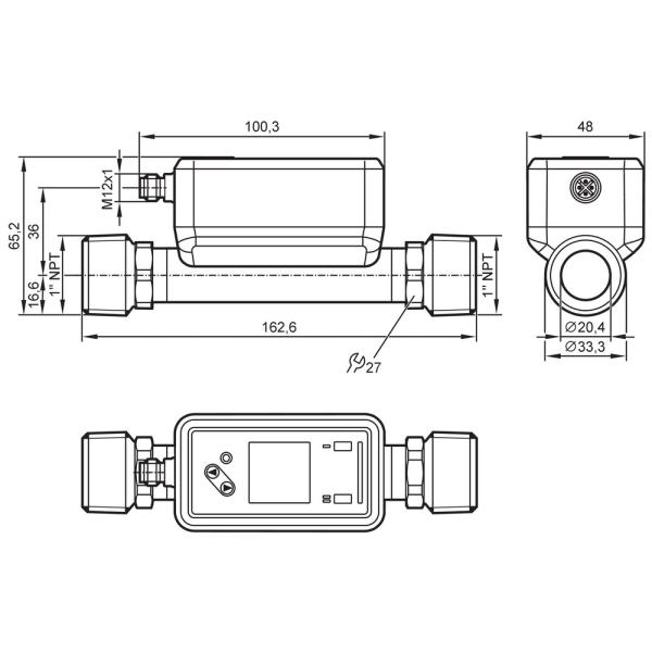 SU8621 IFM - Sensor de Vazão Ultrassônico IFM Monitoramento de vazão 0,06-14,4 m³/h 100 bar 1" NPT