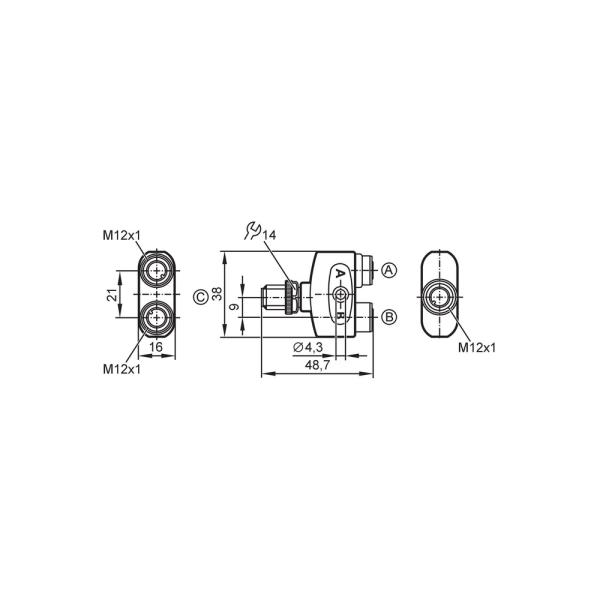 EBC114 IFM - Distribuidor Y ifm Automação Industrial M12 IP69K Contatos Dourados