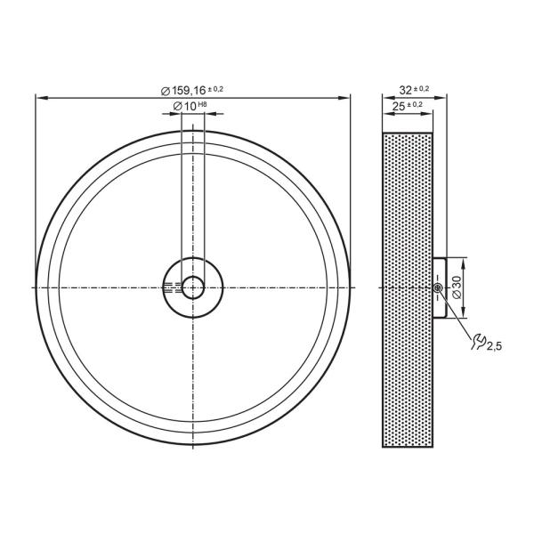 E60076 IFM - Roda de Medição IFM Borracha Moeda 500mm 10mm PU 60 Shore A