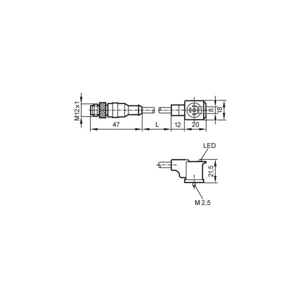 E11428 IFM - Cabo de Conexão com Conector de Válvula IFM Automação Industrial 1m PUR IP65 LED
