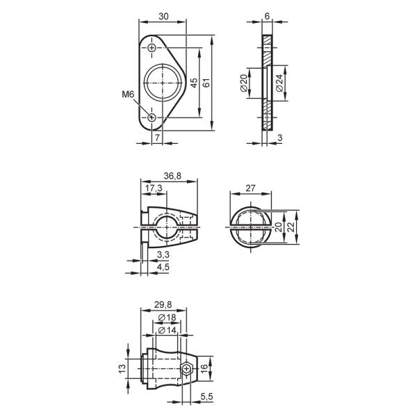 E3D103 IFM - Kit de Montagem ifm para Sensores 3D O3D Aço Inoxidável 14mm
