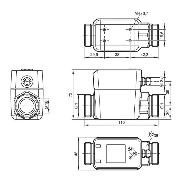 SM8120 IFM - Sensor de Vazão Magnético-Indutivo IFM Monitoramento de vazão 0,2-150 l/min G1
