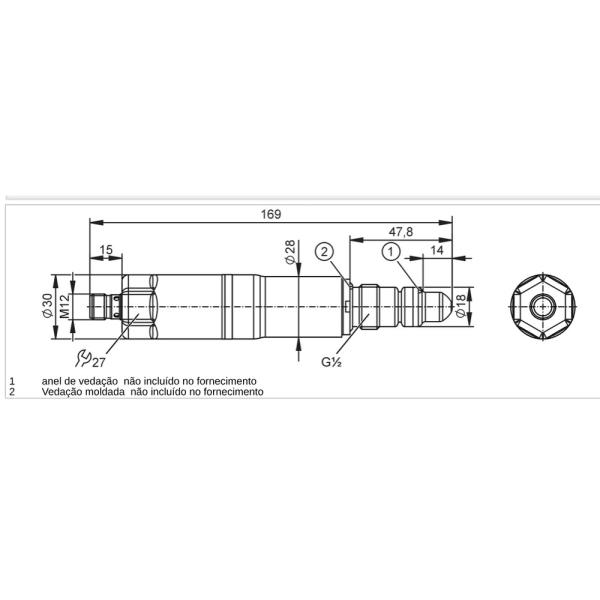 LMH600 IFM - Sensor de Nível Capacitivo ifm Detecção de nível limite IO-Link, G 1/2, 40 bar