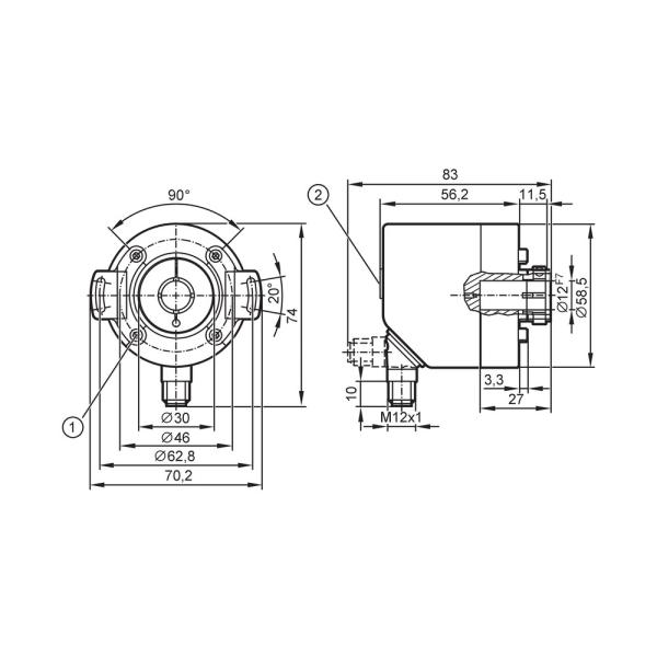 ROP521 IFM - Encoder Incremental IFM Monitoramento de rotação Eixo Oco 12mm IO-Link