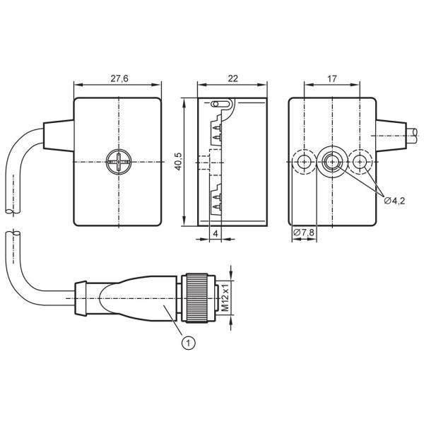 E70582 IFM - Terminal Cabo Plano AS-Interface Divisor Tensão AS-i e 24V M12 1m IP67