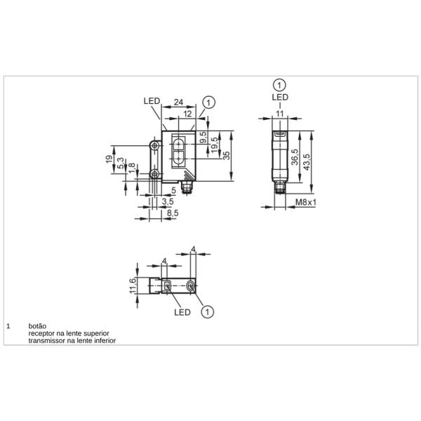 OJ5144 IFM - Sensor de Reflexão Difusa IFM Automação Industrial PNP 400mm M8 IP67