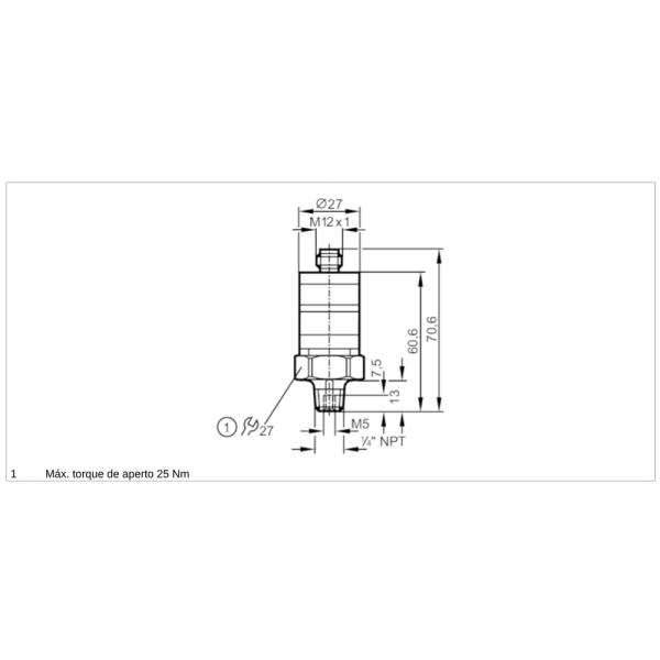 PK6224 IFM - Pressostato Eletrônico IFM Monitoramento de Pressão Industrial 0-10 bar, 1/4 NPT, IP67