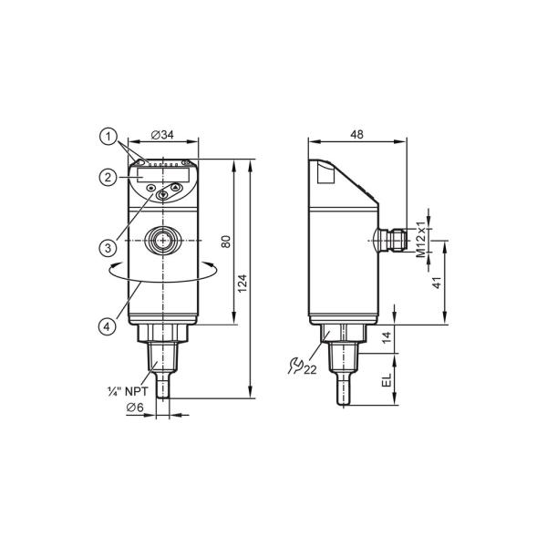 TN2603 IFM - Sensor de Temperatura IFM Monitoramento de Processos Display 4 Dígitos IO-Link 1/4 NPT