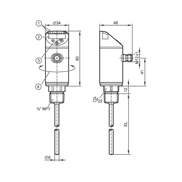 TN2343 IFM - Sensor de Temperatura IFM Monitoramento Industrial Display 150mm IO-Link