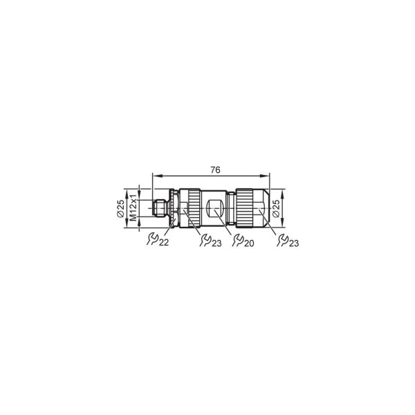 E12673 IFM - Conector Macho M12 IFM Automação Industrial Codificação L IP67 16A
