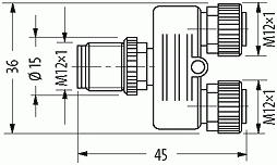 CONECTOR M12 T 1 MACHO 5 POLOS 2 FEMEAS 5 POLOS LIGACAO PARALELO