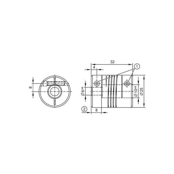 E60066 IFM - Acoplamento Flexível para Encoder Ø25mm 6x10mm Alumínio