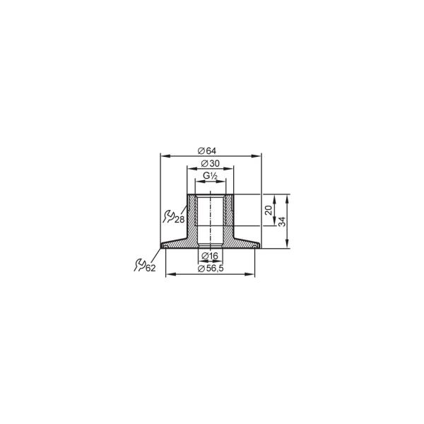E33402 IFM - Adaptador de Processo Tri-Clamp Conexão de sensores G 1/2 para Clamp DN50 Inox 316L