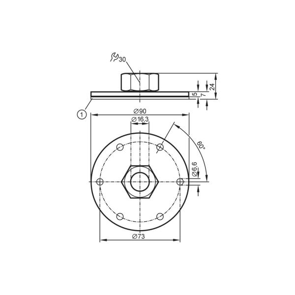 E43001 IFM - Placa de Flange IFM para Sensores de Nível Ø 16mm Alumínio Anodizado