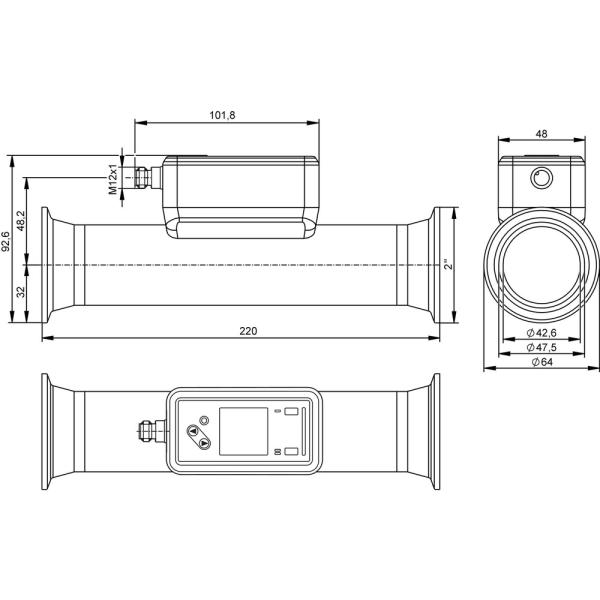 SUH400 IFM - Sensor de Vazão Ultrassônico IFM Medição de vazão 0,3-60 m³/h IO-Link
