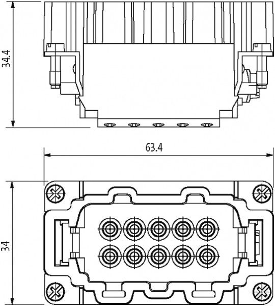 TOMADA B10 MACHO 10 POLOS PUSH-IN 500V 16A.