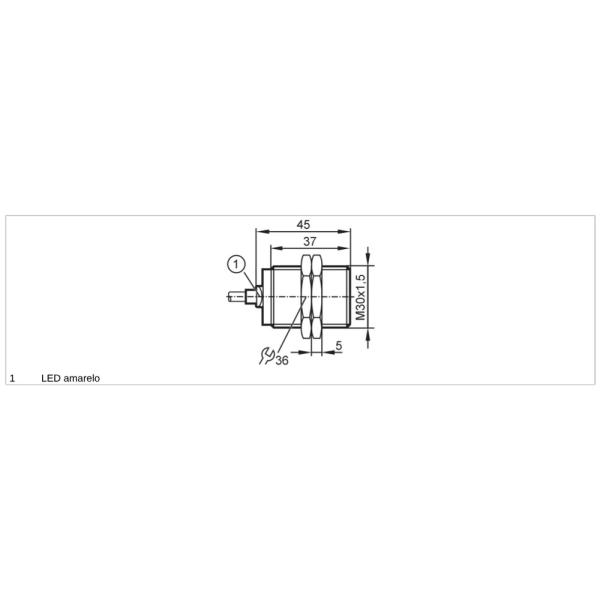 IIC237 IFM - Sensor Indutivo Totalmente Metálico IFM Automação Industrial M30 15mm PNP NA IP69K