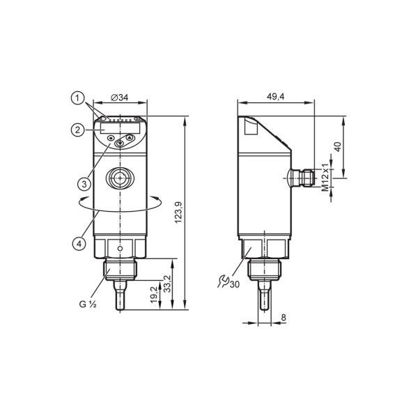 SA2004 IFM - Sensor de Fluxo ifm Monitoramento de vazão e temperatura Analógico 4-20mA G 1/2