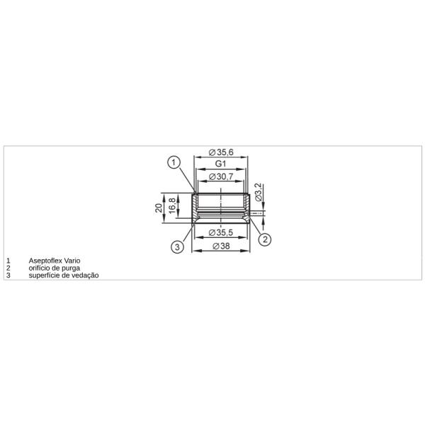 E30500 IFM - Adaptador de Soldagem ifm para Sensores LDL20x 1.5 pol Aço Inox 316L