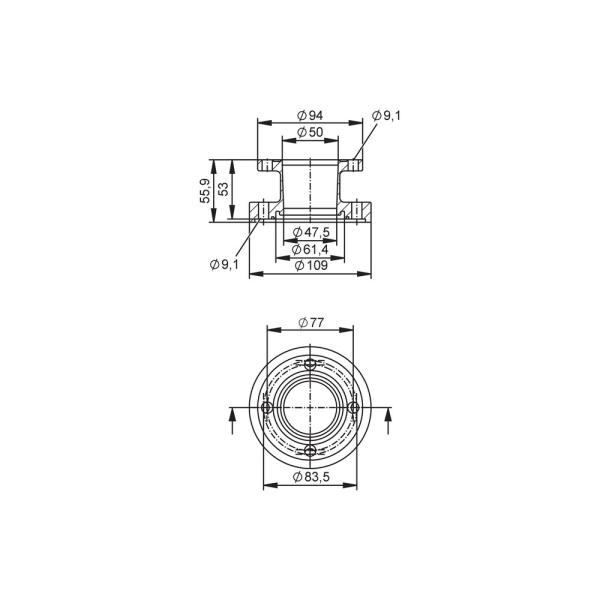 E40523 IFM - Adaptador de Processo para Sensor de Vazão SMF DIN11864-2A DN50 Aço Inox