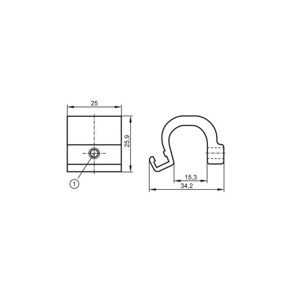 E11799 IFM - Adaptador de Montagem IFM Para Cilindro de Perfil Alumínio 25,9x25x34,2mm