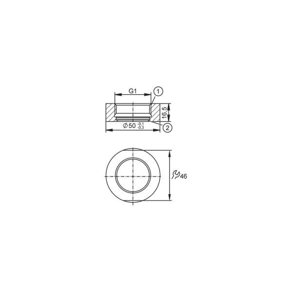 E30122 IFM - Adaptador de Soldagem IFM para Sensores de Processo D50 G1 Aço Inox 50 bar