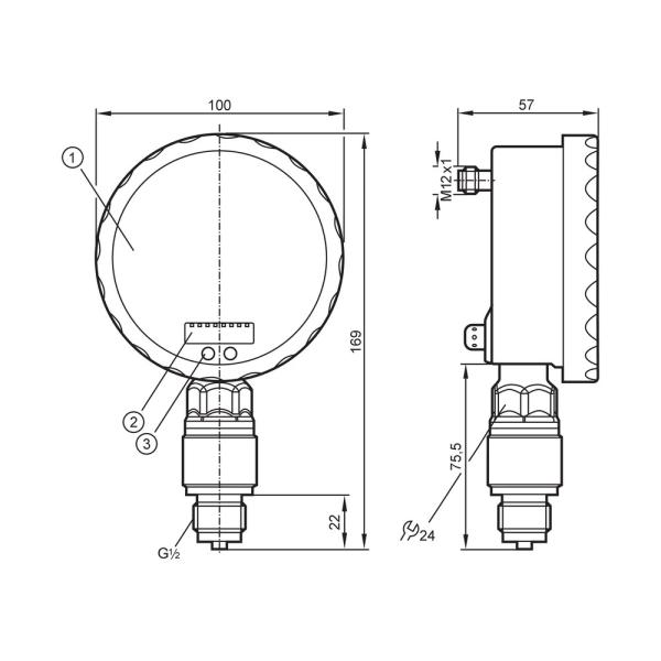 PG2453 IFM - Sensor de Pressão ifm Monitoramento Industrial -1 a 25 bar Analógico