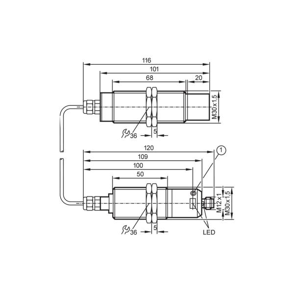 KN5121 IFM - Sensor Capacitivo IFM Alta Temperatura M30 PNP 230°C