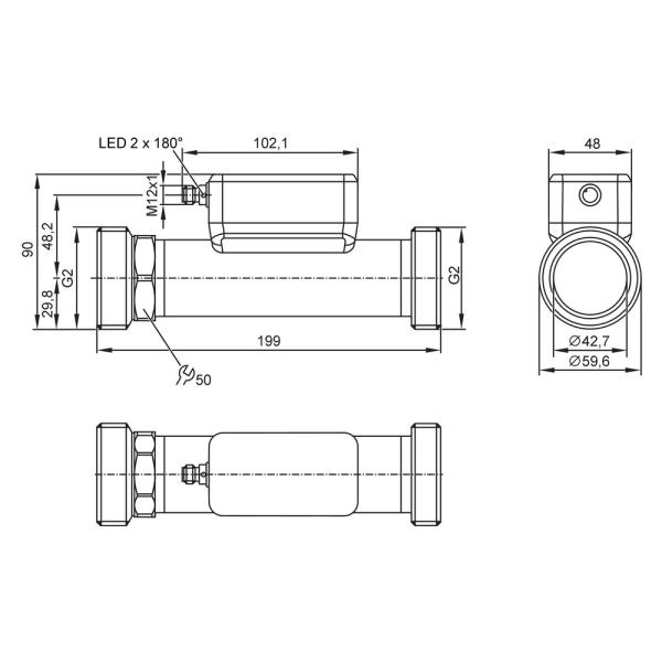SU2050 IFM - Sensor Vazão IFM Monitoramento industrial 0,3-60m³/h, 100bar, G2, IO-L