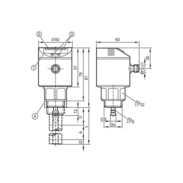 LR7000 IFM - Sensor Nível Micro-ondas IFM Medição fluidos IO-Link, PNP, 16bar, G3/4