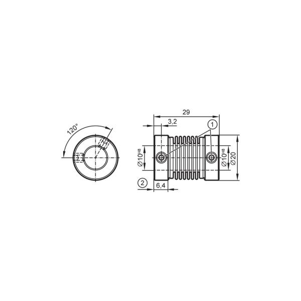 E60216 IFM - Acoplamento de Fole IFM Transmissão de Torque 20x29mm Aço Inox 10mm