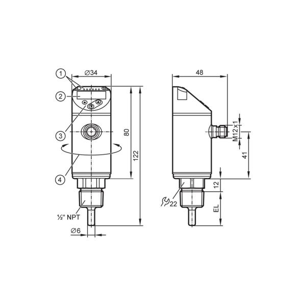 TN2303 IFM - Sensor de Temperatura com Display Monitoramento industrial IO-Link 1/2 NPT -50 a 150°C