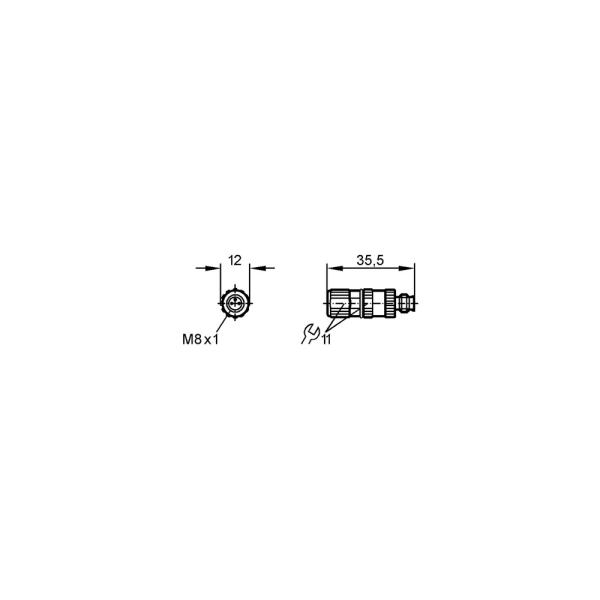 E11550 IFM - Conector M8 Reto IFM Automação Industrial 3 Pinos IP68 Dourado