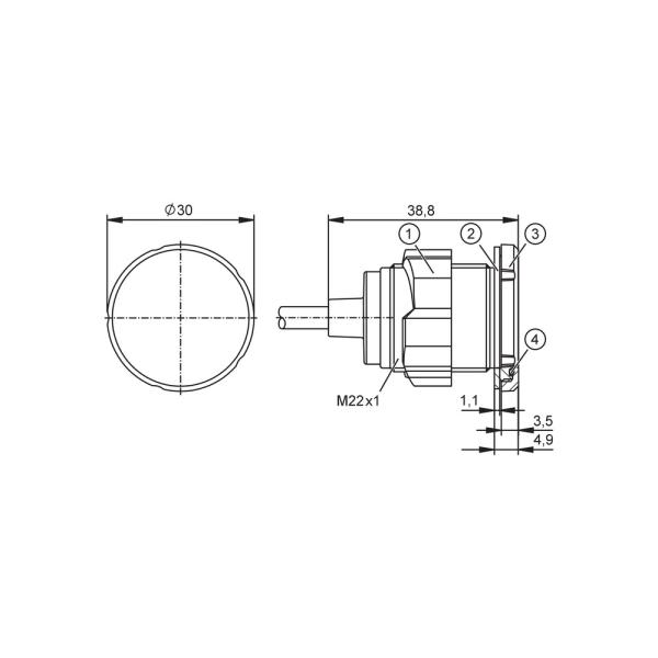 KTE102 IFM - Sensor de Toque Capacitivo ifm Comutação industrial IO-Link M22x1 Cabo 2m