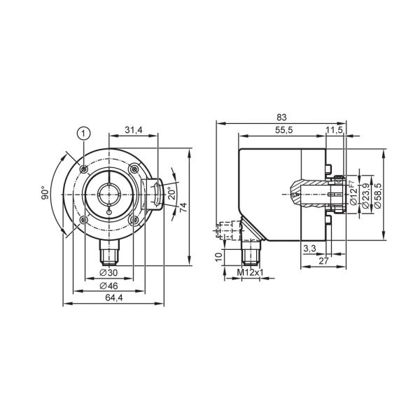 RO3100 IFM - Encoder Incremental IFM Monitoramento de rotação Eixo vazado 12mm IO-Link