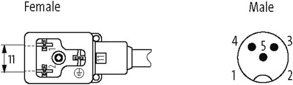 CABO PVC M12 MACHO RETO + CONECTOR PARA VALVULA FORMA BI 24V 10A