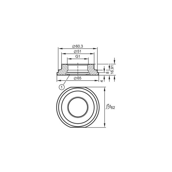 E33732 IFM - Adaptador de Processo IFM Para união roscada SMS DN50 2" Aço Inox 25bar