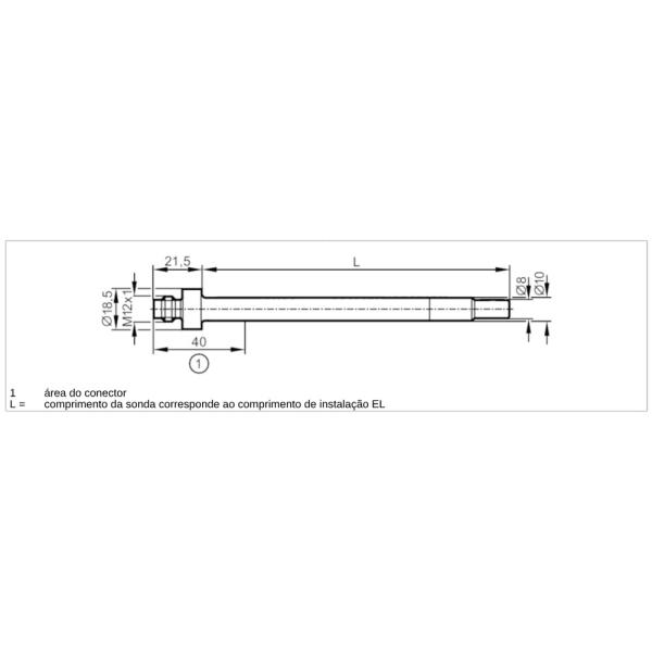 TT1081 IFM - Sensor de Temperatura IFM Medição industrial Pt100 -40 a 150°C 160mm