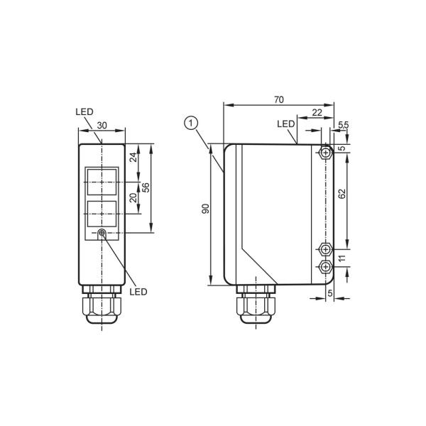 OA5101 IFM - Transmissor Fotoelétrico Barreira IFM Automação Industrial Luz Infravermelha 50m IP65