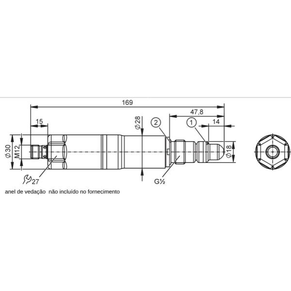 LMH610 IFM - Sensor de Nível Capacitivo ifm Detecção de nível limite IO-Link G 1/2 40 bar