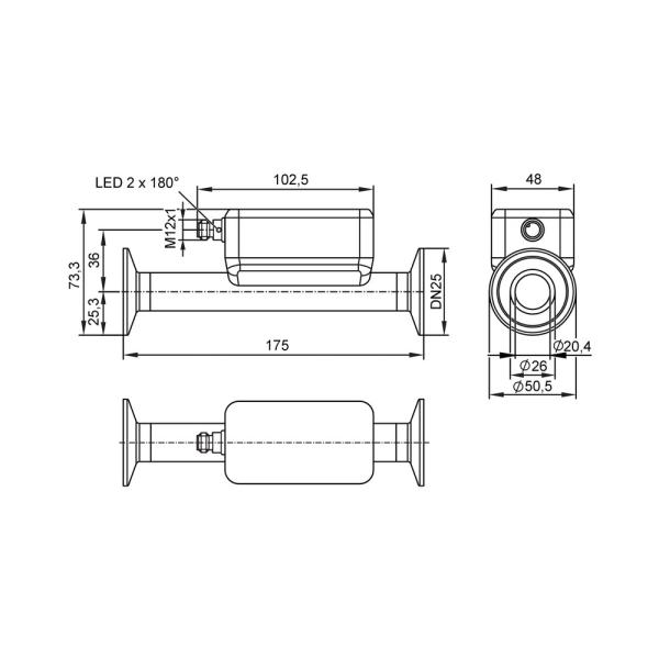 SUH220 IFM - Sensor de Vazão Ultrassônico IFM Monitoramento de vazão 0,06-14,4 m³/h IO-Link