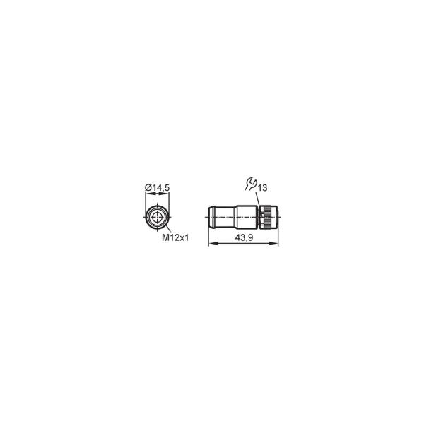 E11589 IFM - Conector Fêmea CAN-Bus Resistência Terminação M12 5 Pinos IP68